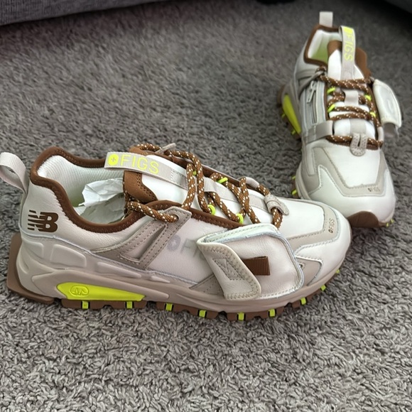 New Balance XFigs  X-Racer Utility Cream and Brown Chunky Sneakers size 10 - Picture 4 of 6